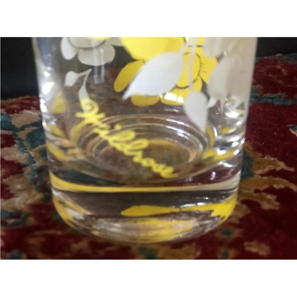 Vintage Federal Glass Wildrose Tumblers Drinking Glasses Multicolor Floral 6